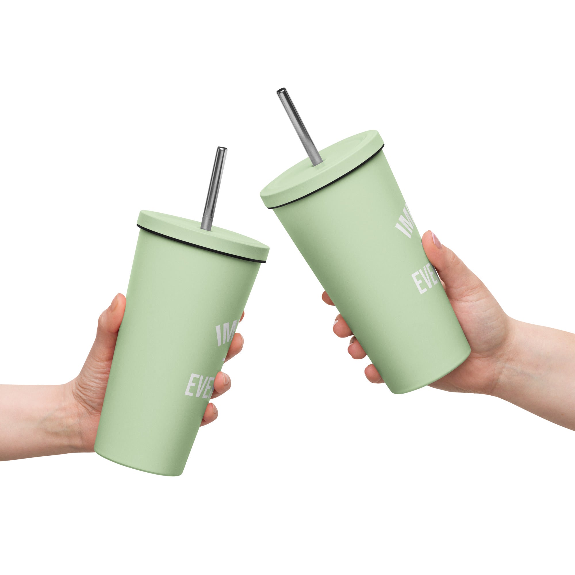 Insulated tumbler with a straw