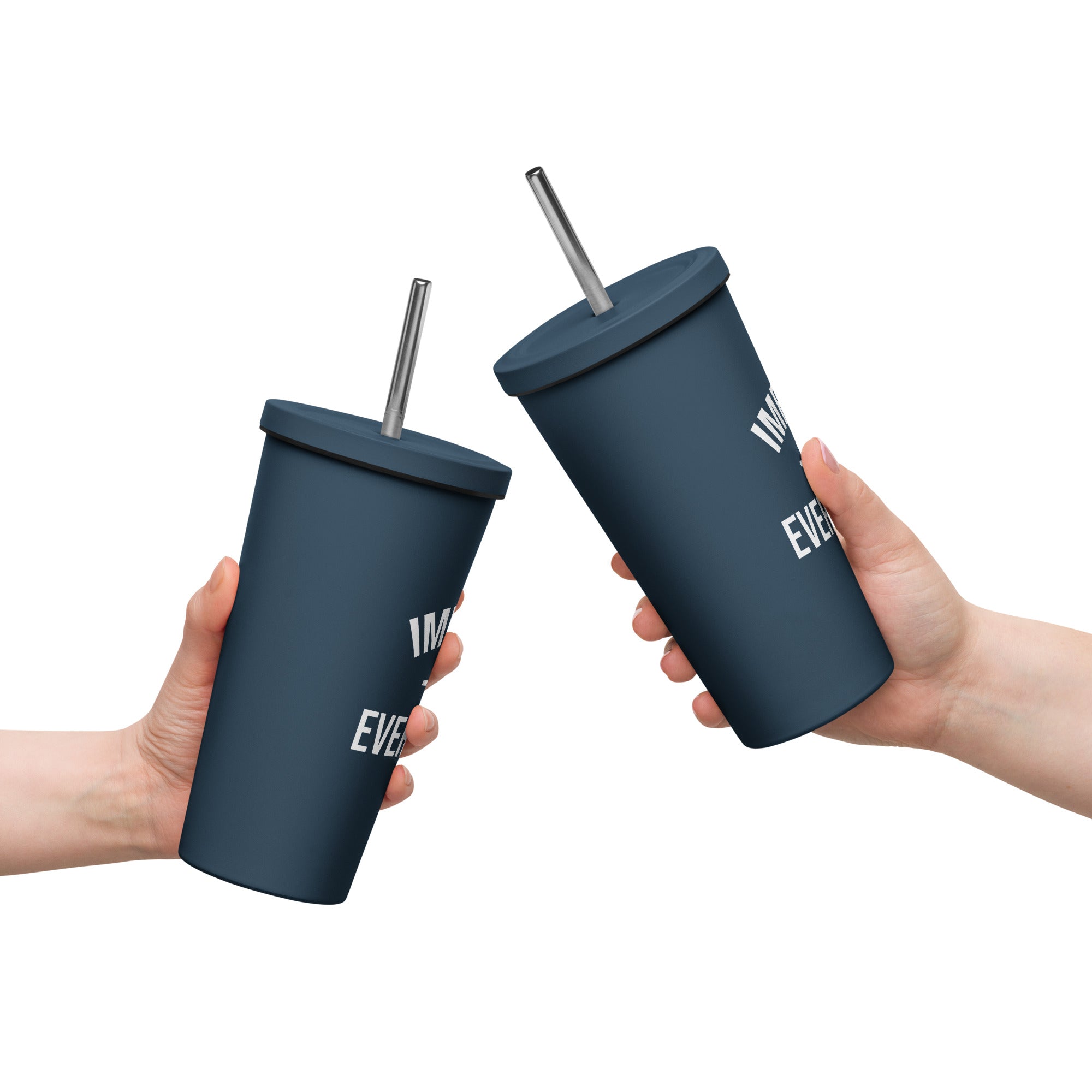 Insulated tumbler with a straw