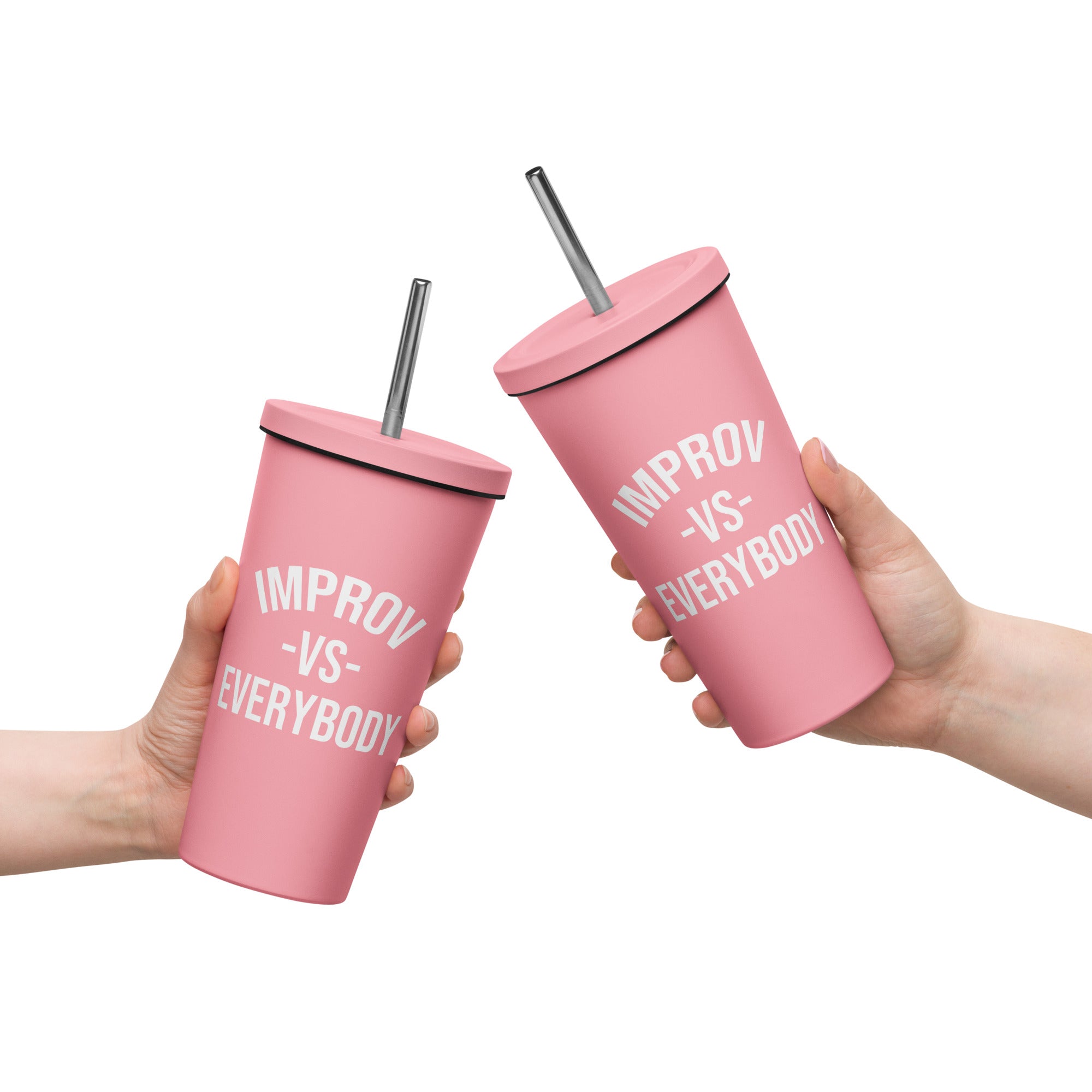 Insulated tumbler with a straw