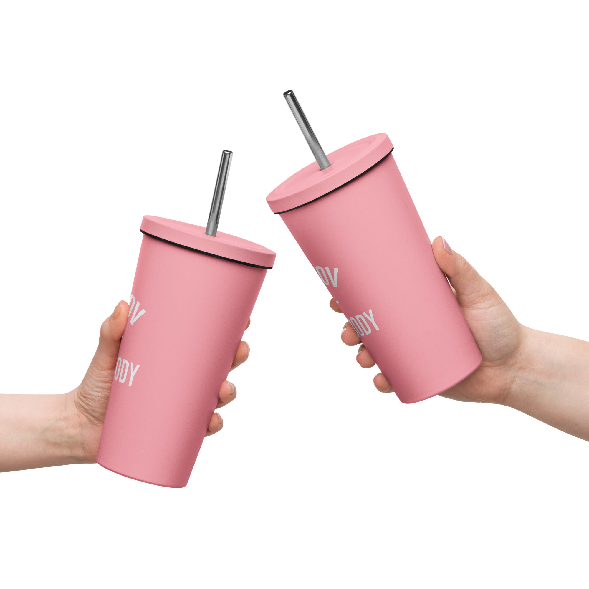 Insulated tumbler with a straw