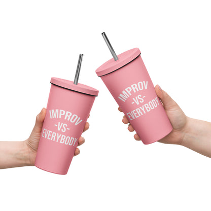 Insulated tumbler with a straw